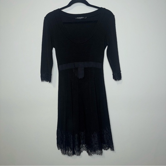 Rinascimento Black Long Sleeve Dress with Lace Hem - Picture 1 of 7